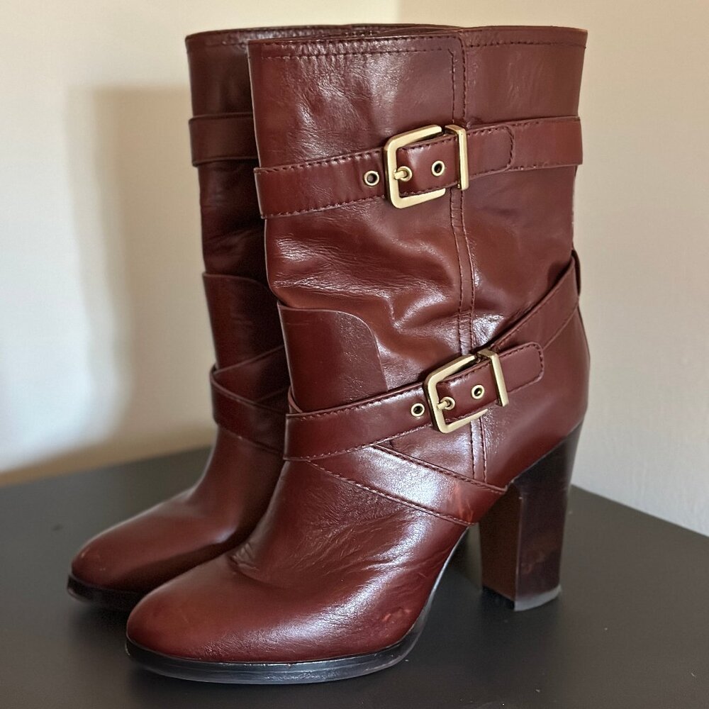 Pour La Victoire Roslin Buckled-Wrap Leather Boots Size 9